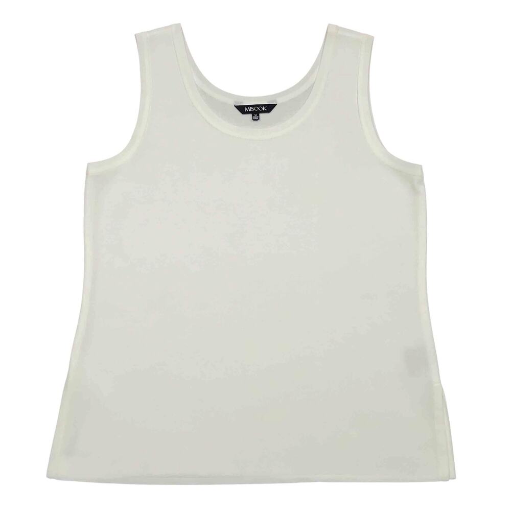 Misook Minimalist Knit Tank Top M White Scoop Neck Preppy Capsule Layers